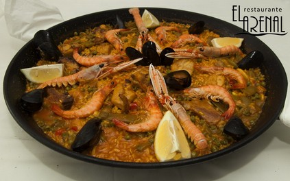 Paella mixta Arrocería Restaurante El Arenal Alcocebre.