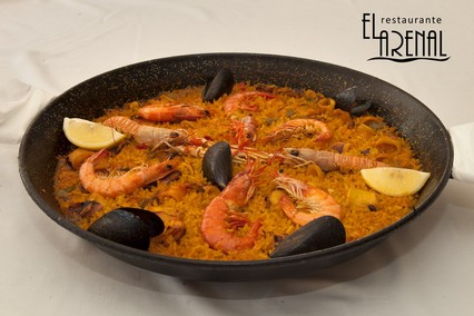 Arroz con marisco, El Arenal. Arroz con marisco Arrocería Restaurante El Arenal Alcocebre.